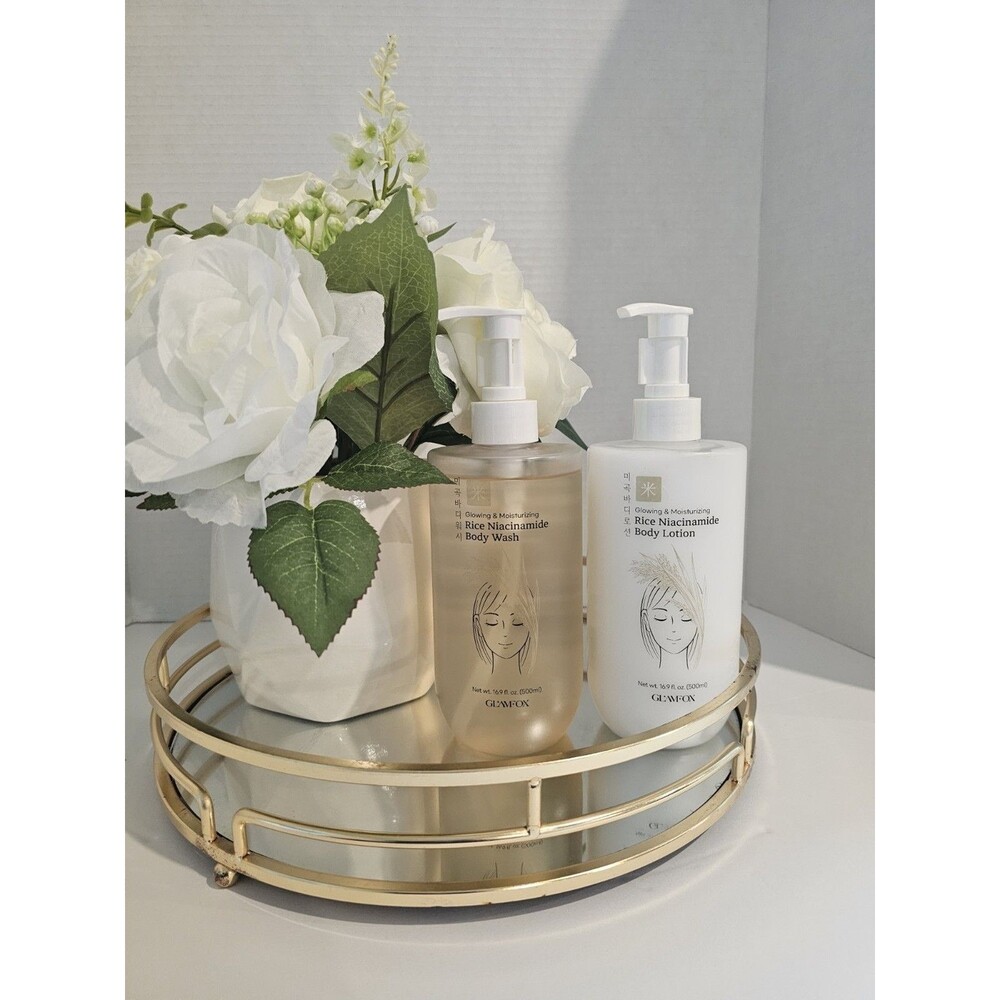 Glamfox Rice Niacinamide Lotion & Body Wash Set 16.9 fl oz Hydrates & Brightens